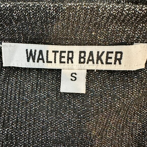 Walter Baker Marwin True Wrap Top Black Silver Sparkle Size Small Ruched Sleeve - Picture 12 of 13